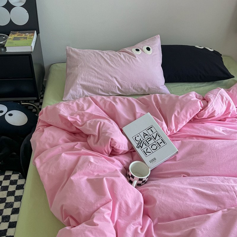 100-Cotton-Bedding-Set-Cartoon-Larg-Eyes-Embroidery-Duvet-Cover-Flat-Bed-Sheet-Set-Quilt-Cover-4