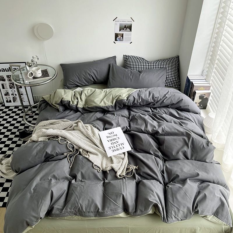 New-Small-Fresh-Double-Spell-Light-Blue-Cheese-Bed-Sheet-Four-Piece-Set-Girl-Heart-Sunshine-2