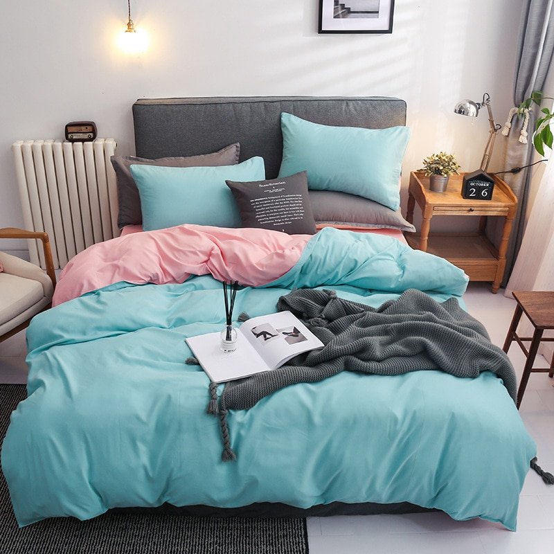 Solid-Color-Bedding-Set-Orange-Grey-Single-Double-Size-Bed-Linen-Duvet-Cover-Pillowcase-No-Fillings-3